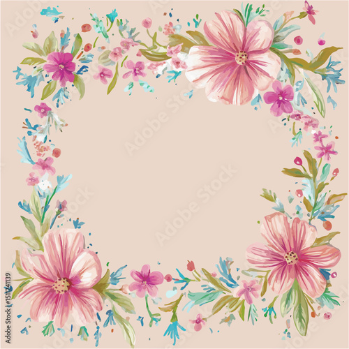 Background hello Summer vibe concept design with exotic flowers botanical brush