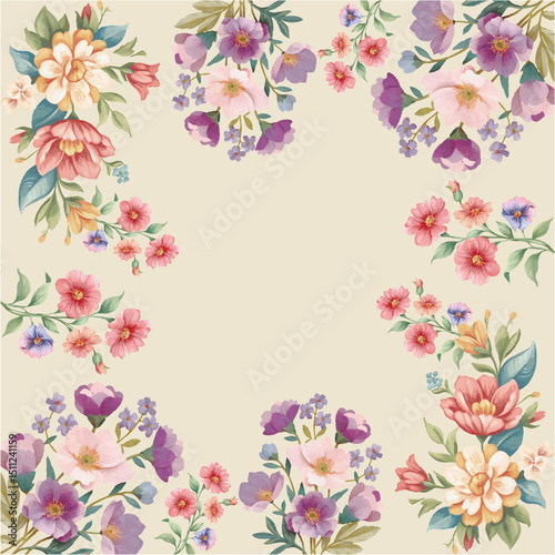 Background happy Summer vibe concept design with exotic flowers botanical
