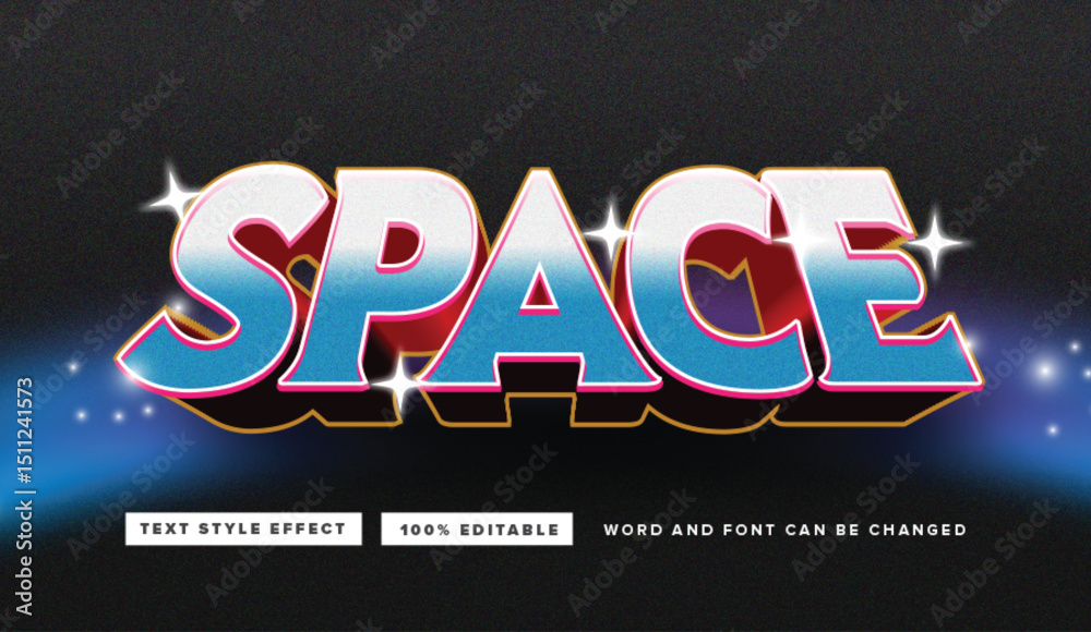Obraz premium Text effect editable vector graphic of Space, perfect for perfect for movie titles, game titles, etc.