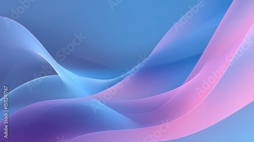 Smooth, Flowing Waves Of Light Blue And Pink Create An Elegant And Abstract Composition With Soft Gradients And Highlights. Soft colors, modern design, gentle curves, wallpaper background