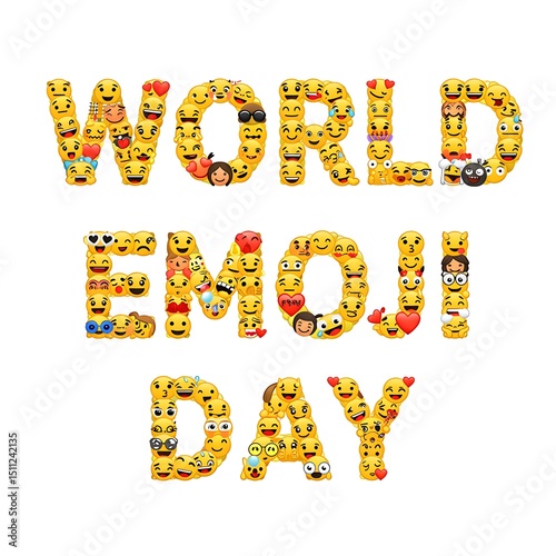 World emoji day emojis graphic isolated on white background