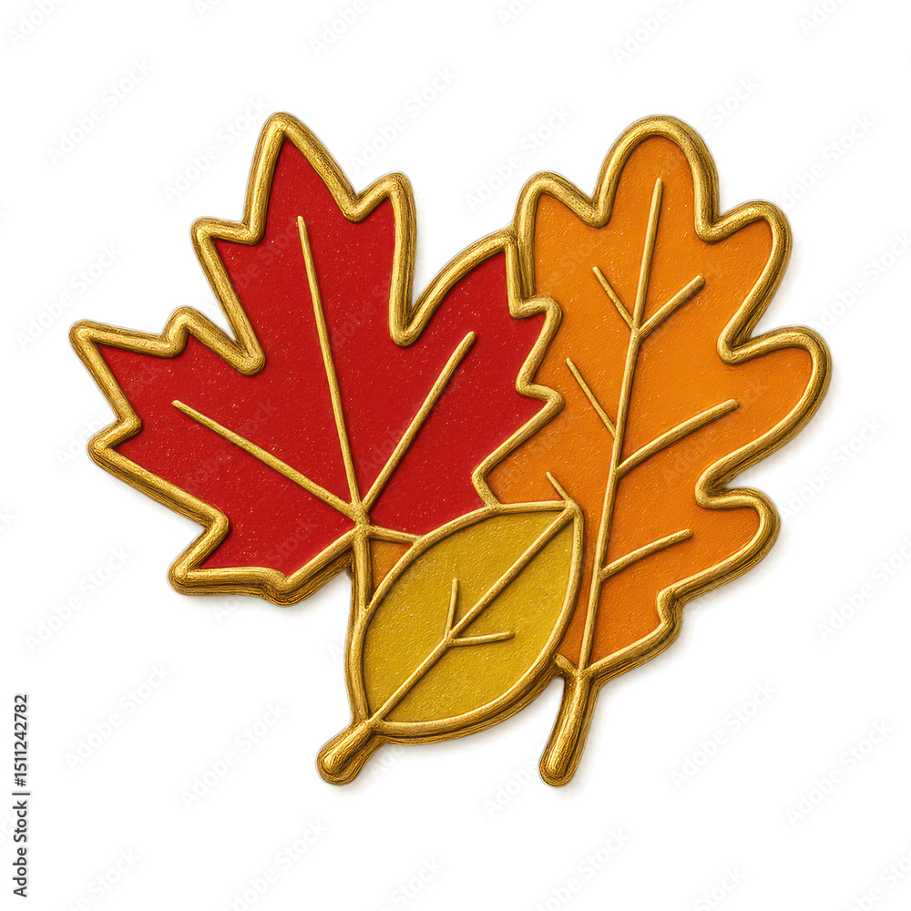 Obraz premium PNG Colorful autumn leaves illustration.