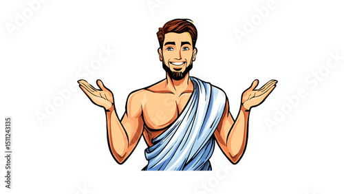 Man Wearing Ihram for Hajj Pilgrimage Vector
