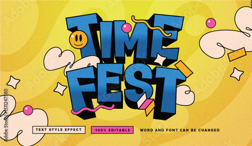 Text effect editable vector graphic of Time Festival , perfect for movie title, festival poster title, etc.