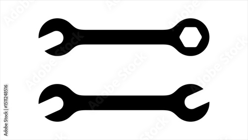 Wrench symbol icon, flat vector illustration isolated on white background	