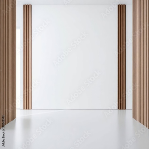 Modern blank wall with wooden slats and clean minimalist design
