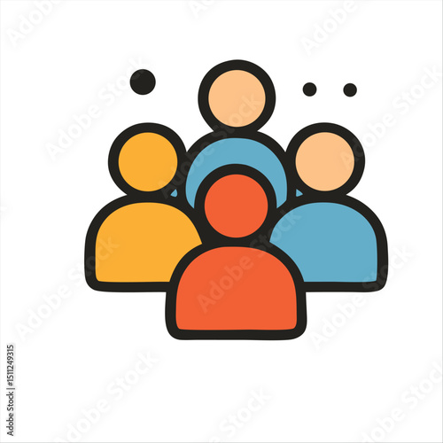 Wallpaper Mural Group of four stylized people with diverse colors and shapes, representing teamwork and collaboration Torontodigital.ca