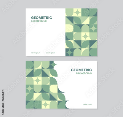 Modern abstract geometric, pastel green, sage, and light green. Minimalist geometric background for business cards, posters, banners, and covers.