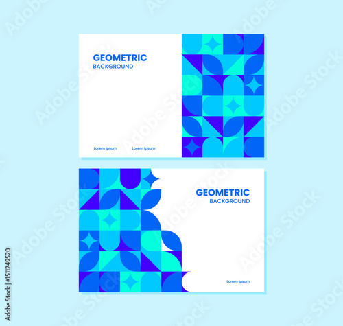 Modern abstract geometric, pastel blue and light blue. Minimalist geometric background for business cards, posters, banners and covers.