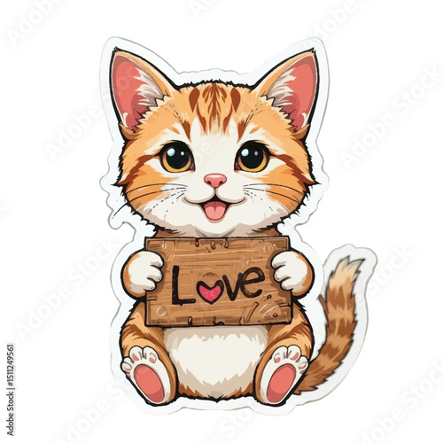 cat with a blank sign