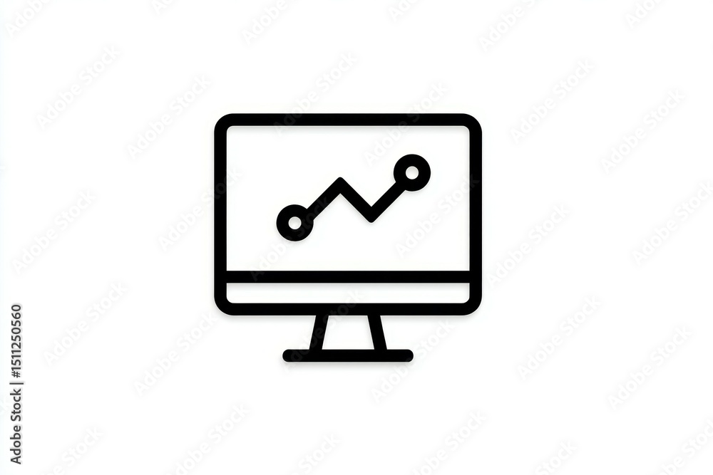 Computer display with line graph icon illustrating data analytics and growth Computer display with line graph icon illustrating data analytics and growth