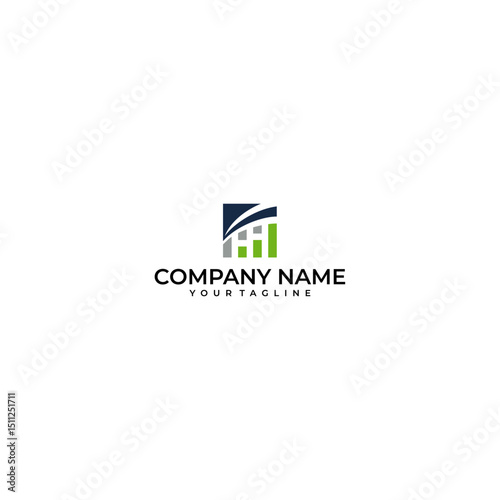 Modern logo mark with letter H and arrow icon bar candlestick for trading, investment, finance, statistic, accounting or marketing business