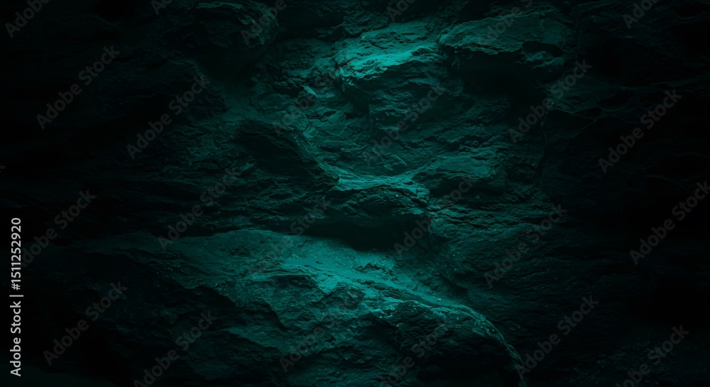 Fototapeta premium Abstract Dark Teal Stone Texture Background, Rough Rock Wall Surface