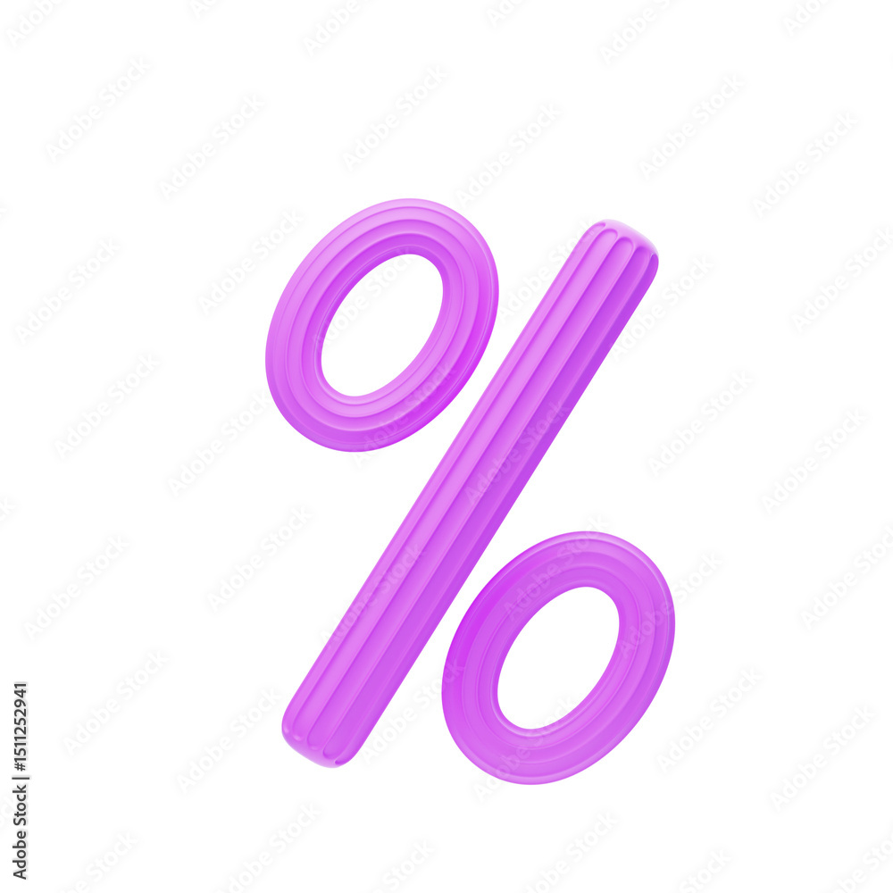 Obraz premium Percent Sign Symbol 3D Shape Creamy Text