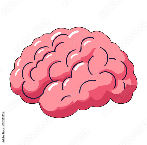 Cartoon Healthy Brain Digital Icon Source Vectors Illustration 