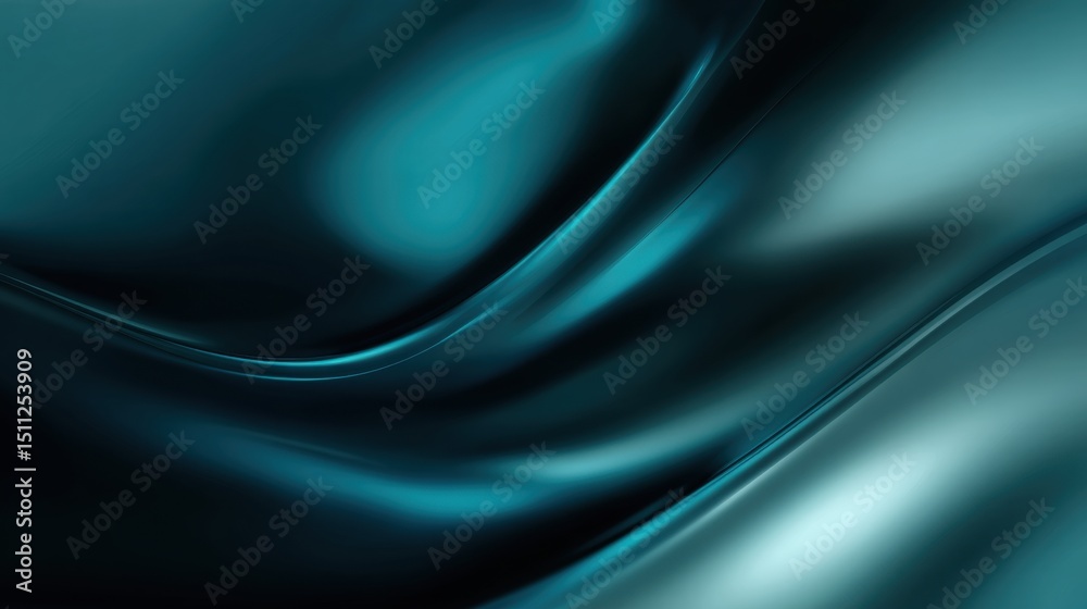 Obraz premium Abstract Teal Waves: Smooth Flowing Lines and Gradient Shades