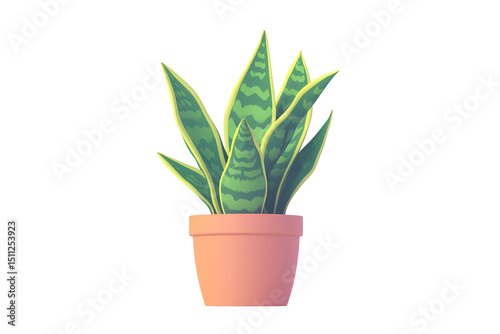 Sansevieria in a pot on transparent background