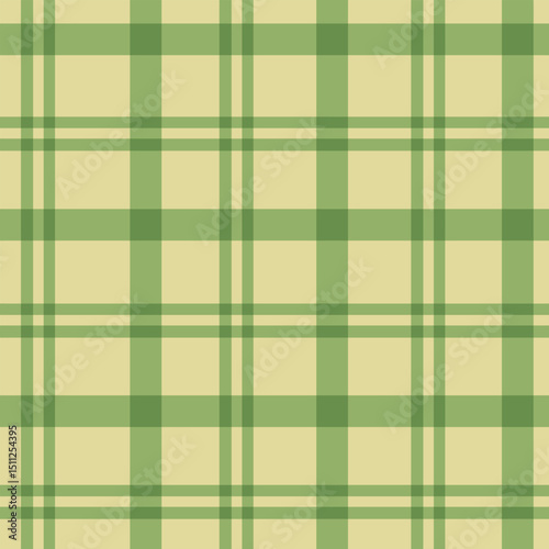 Calm green check pattern with soft lines and spring vibe. Vector seamless texture for fabric or decor.