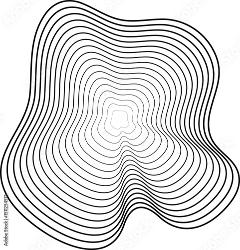 Circle dynamic amorphous shape made of gradient line blend, tech, digital