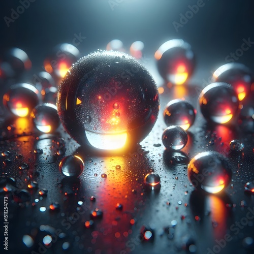 Radiant Gems on Obsidian Background