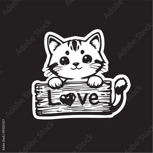 cat with a blank sign