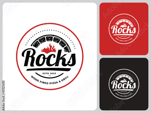 hot pizza rock logo vector