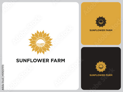 sunflower plantation logo vector