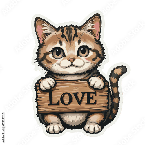 cat with a blank sign