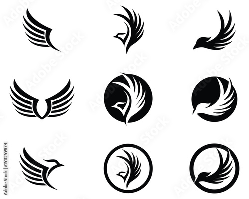 Wings bird sign abstract template icons app