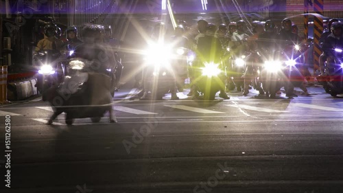 Wallpaper Mural A night timelapse of traffic jam at the crossing near Taipei bridge telephoto shot Torontodigital.ca