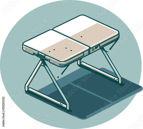 Portable Folding Table: Isometric Illustration