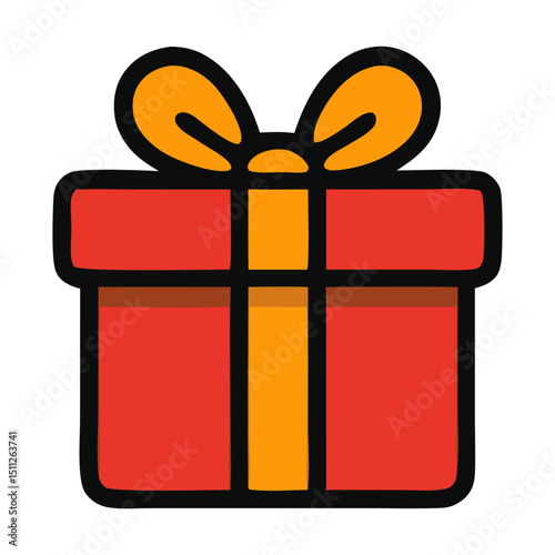 Gift's Presentation: This illustration showcases a beautifully wrapped gift box. A classic design with a modern touch, symbolizing celebration, surprise, and the act of giving. 