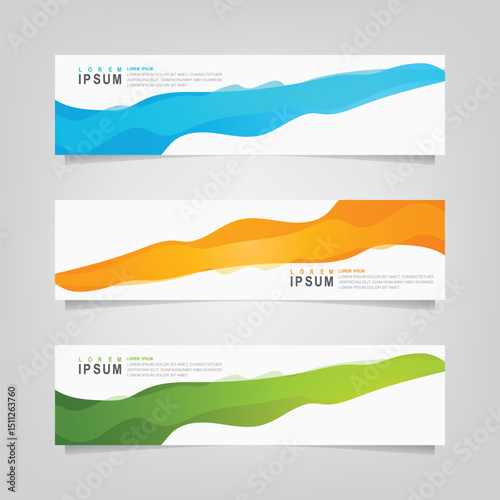 Abstract wavy geometric banner. Trendy gradient shapes composition. Modern vector design illustration