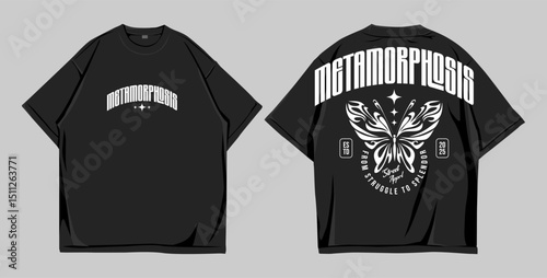 Design street wear, mockup t shirt oversize front and back