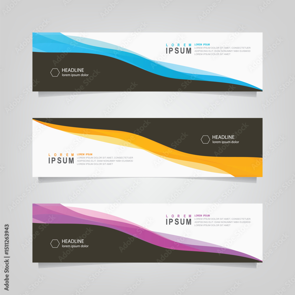 Fototapeta premium Abstract wavy geometric banner. Trendy gradient shapes composition. Modern vector design illustration