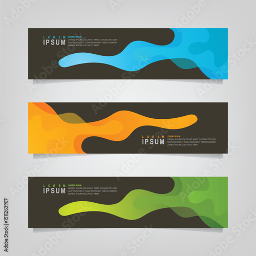 Abstract wavy geometric banner. Trendy gradient shapes composition. Modern vector design illustration