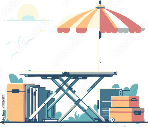 Summer Vacation Packing: Foldable Table Under Beach Umbrella