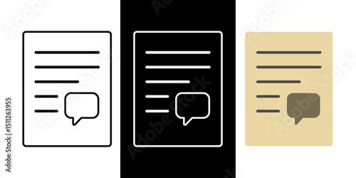 Immigration interview notice icon in outline, dark mode, and color styles, vector illustration of official document notifying individuals of scheduled appointments for immigration procedures.