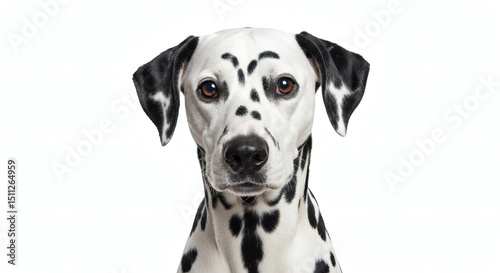 Dalmatian dog portrait close up isolated on white background