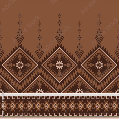 Geometric tribal textile design in brown tones