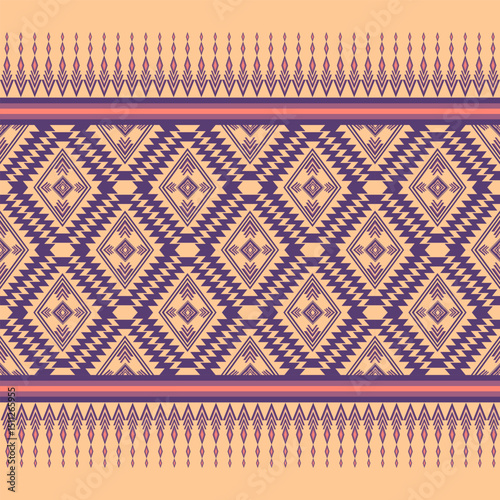 Geometric Tribal Textile with Diamond and Zigzag Elements