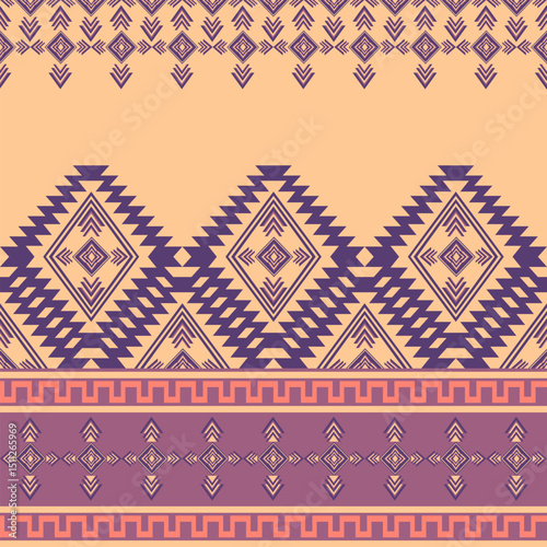 Geometric Tribal Textile with Diamond and Zigzag Elements