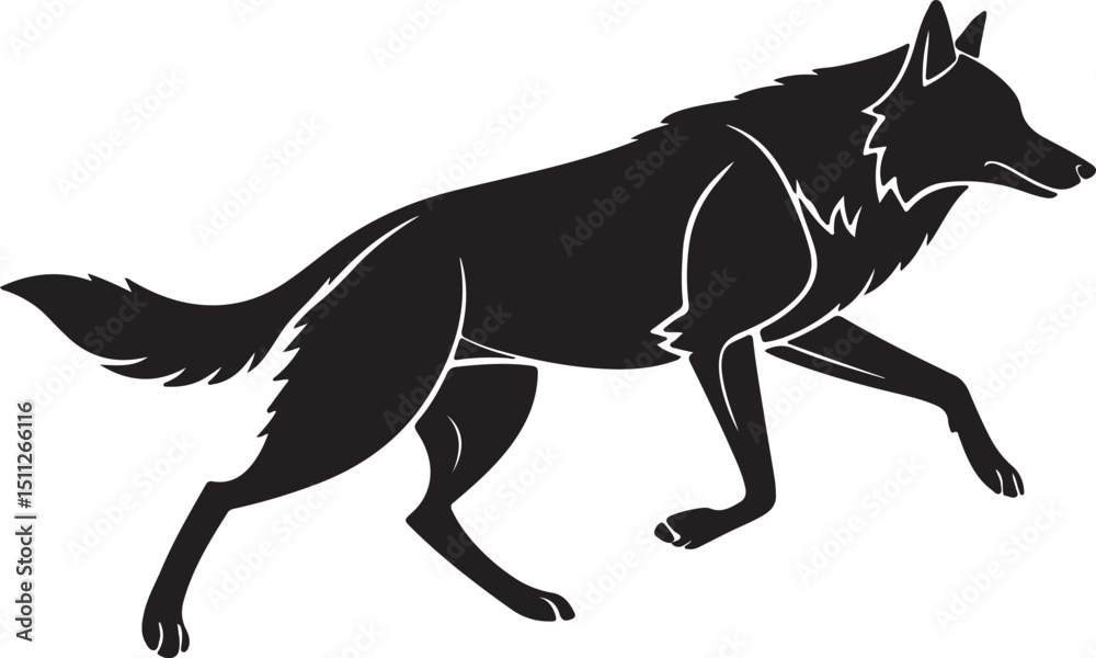 Fototapeta premium Mid Run Wolf Silhouette with Dynamic Motion Effect