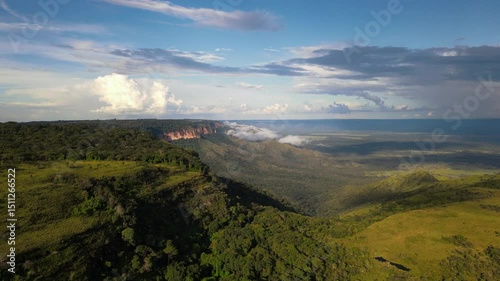 Drone View of Cliffs and Valley in Chapada dos Guimaraes Mato Grosso Brazil