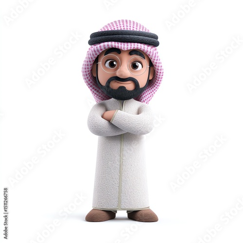 Confident Arab Businessman in Traditional Attire, 3D Render