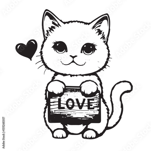 cat with a blank sign