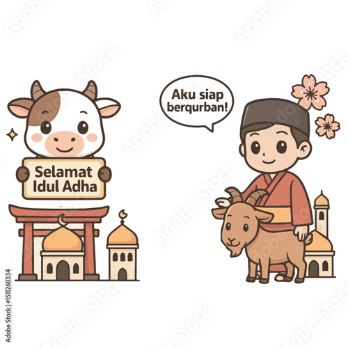 Vector ucapan Selamat Hari Raya Idul Adha elegan & islami, cocok untuk kartu ucapan, poster, banner, dan media sosial. Format siap cetak, desain premium, dan mudah disesuaikan!
