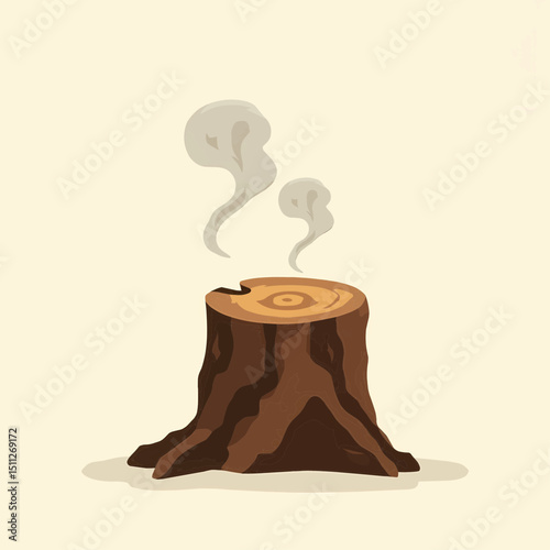 Smoky Tree Stump Illustration Nature's Stillness and the Passage of Time