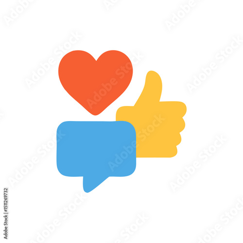 social media or Social Interaction Icon – Like, Comment, and Heart Symbol