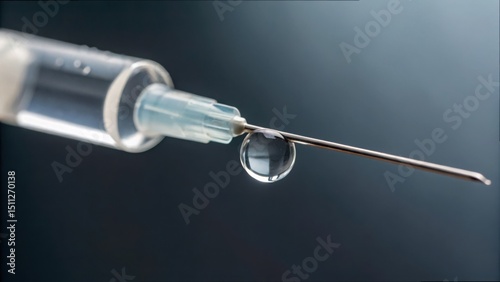 Close-Up of a Droplet Forming on a Syringe Needle Tip